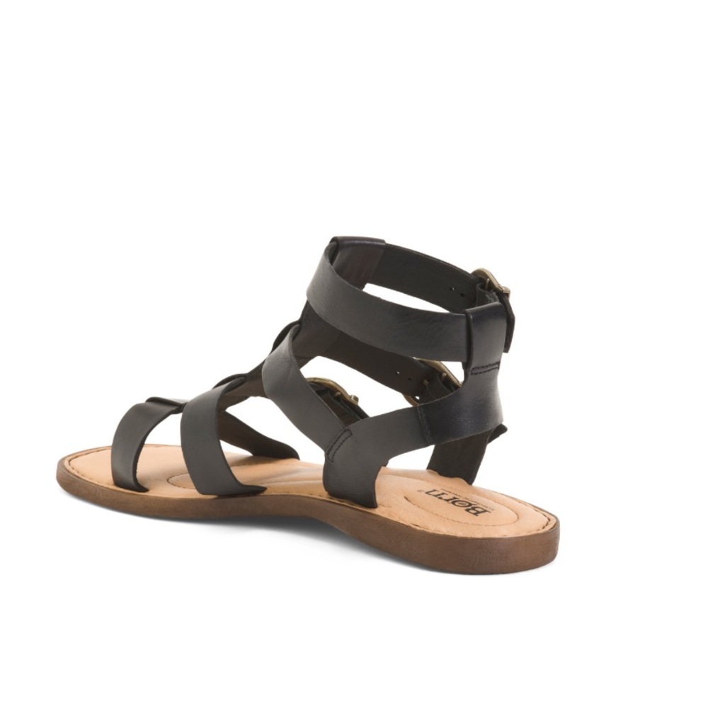 Born Haidee Leather Comfort Gladiator Sandals Black Straps & Tan Sole Women’s 6 - Picture 7 of 10